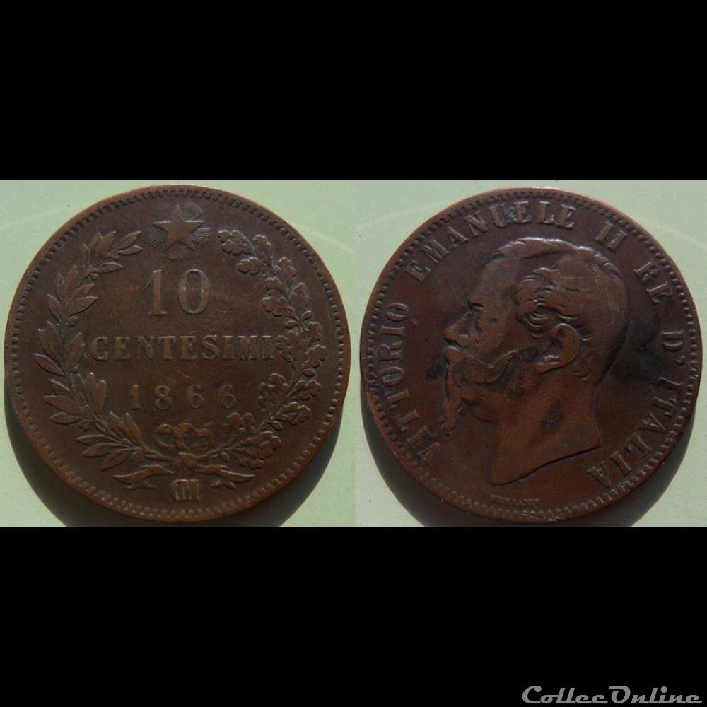 Italie 10 Centesemi 1866 OM monnaie monde italie 10 centesemi 1866 om