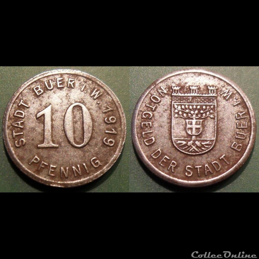 q- MN etr Germany Buer 10 Pfennig 1919 monnaie jeton mereaux q mn etr germany buer 10 pfennig 1919