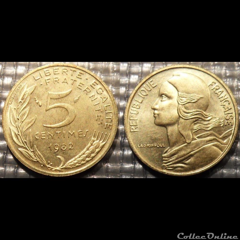 Cf 5 centimes Marianne 1982 17mm 2g monnaie france moderne cf 5 centimes marianne 1982 17mm 2g