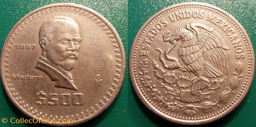 500 Pesos 1987 monnaie monde mexique 500 pesos 1987