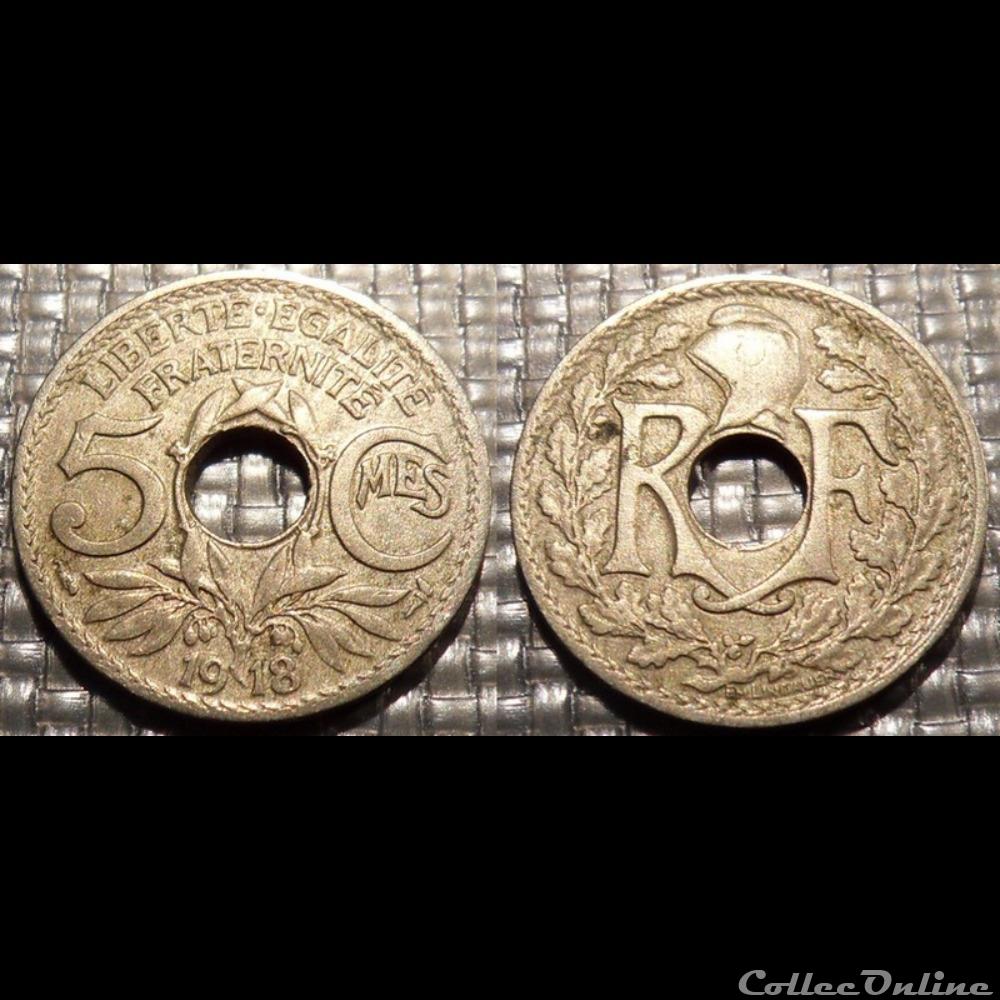 Cb 5 centimes EM Lindauer 1918 19mm 3g monnaie france moderne cb 5 centimes em lindauer 1918 19mm 3g
