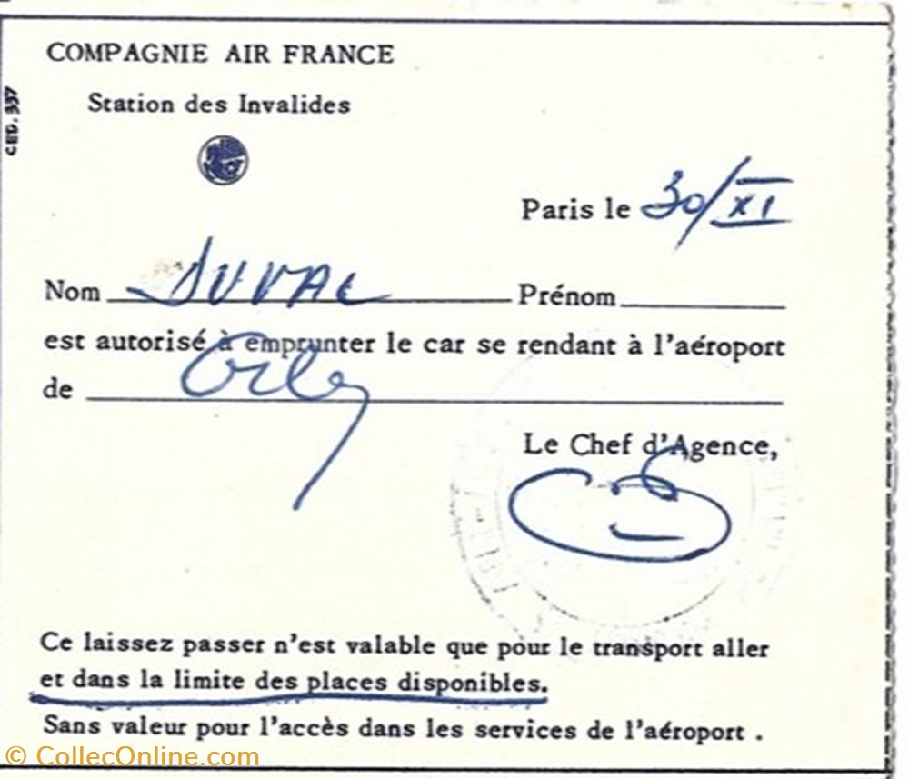 Compagnie Air France transport par bus documents anciens tickets d entree compagnie air france transport par bus