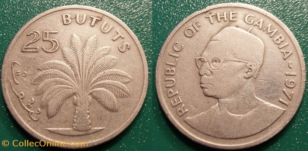 25 Bututs 1971 monnaie monde gambie 25 bututs 1971