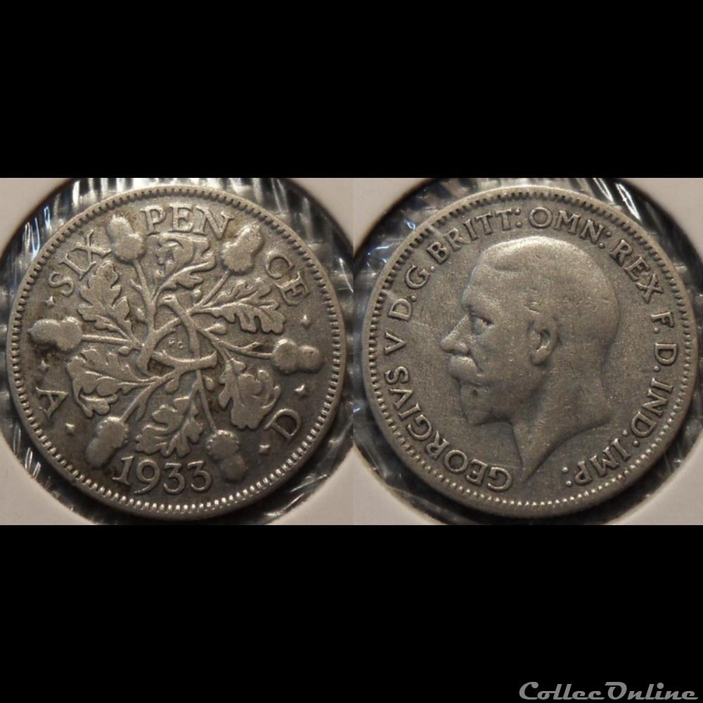 Grande Bretagne 6 Pence 1933 monnaie grande bretagne 6 pence 1933