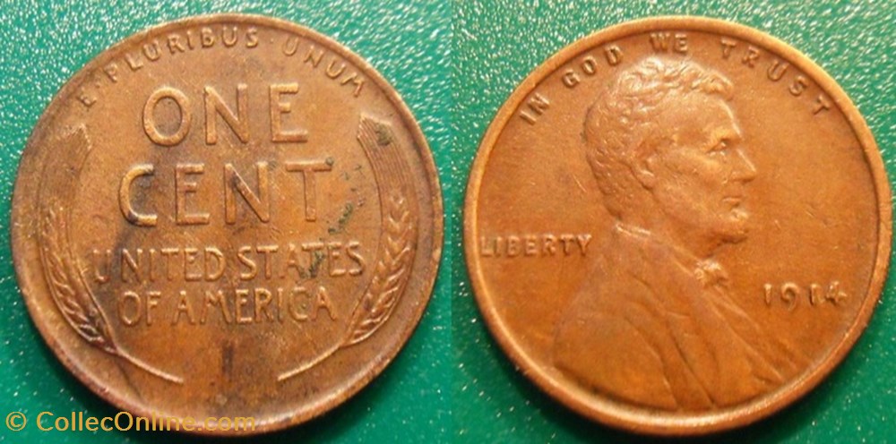 USA 1 Cent 1914 monnaie monde etat uni usa 1 cent 1914