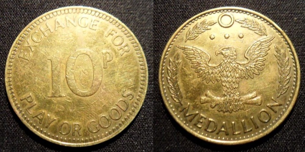 e- J etr Grande Bretagne Exchange for Play or Goods 10P monnaies paranumismatique jetons poids e j etr grande bretagne exchange for play or goods 10p