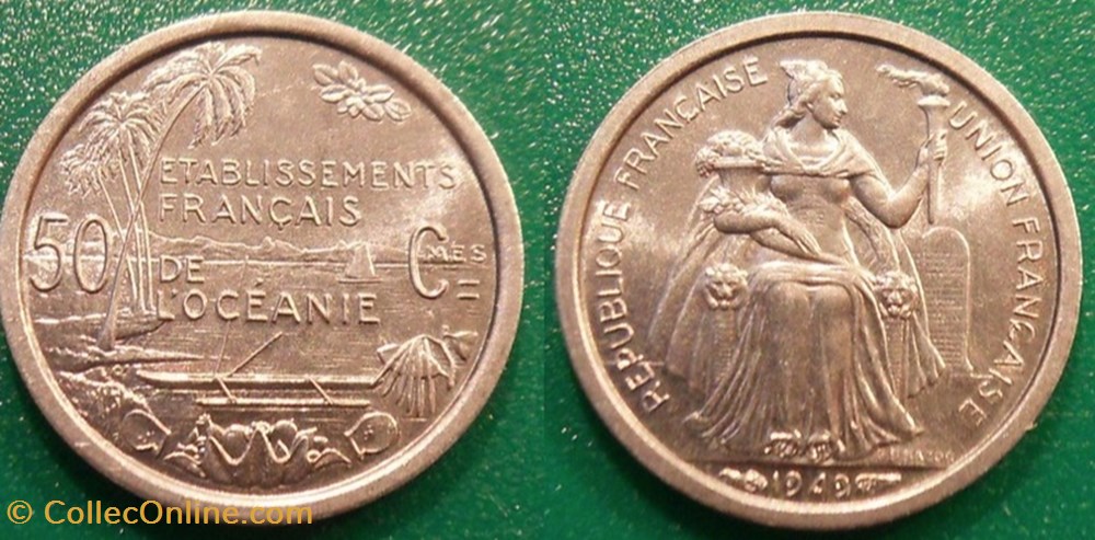 Polynésie Française Océanie Française 50 Centimes 1949 monnaie france colony polynesie francaise oceanie francaise 50 centimes 1949