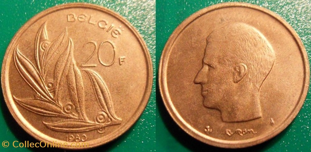 monnaie monde belgique 20 francs 1980 belgie