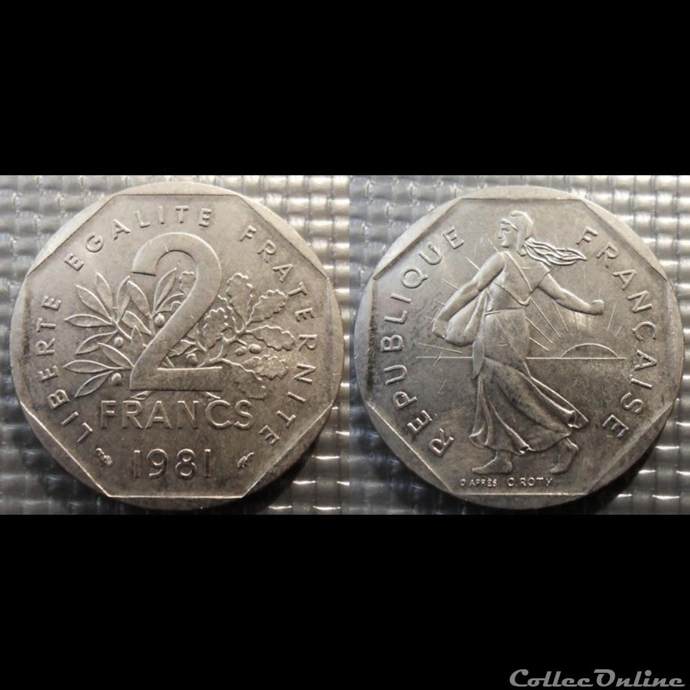 monnaie france moderne jg 2 francs semeuse 1981 26 5mm 7 5g