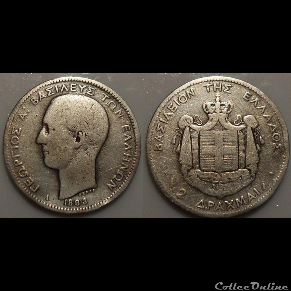 Grèce 2 Drachmes 1883 monnaie antique romaine grece 2 drachmes 1883