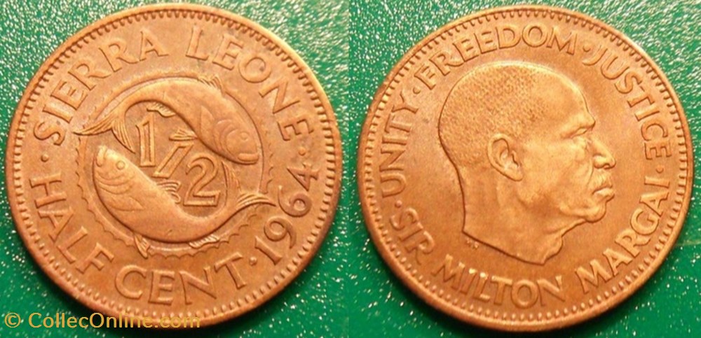1/2 Cent 1964 monnaie monde sierra leone 1 2 cent 1964