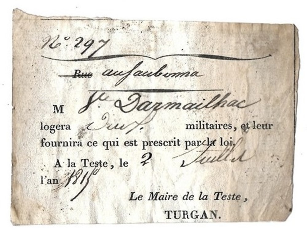 documents anciens affiches la teste gironde 2 juillet 1813