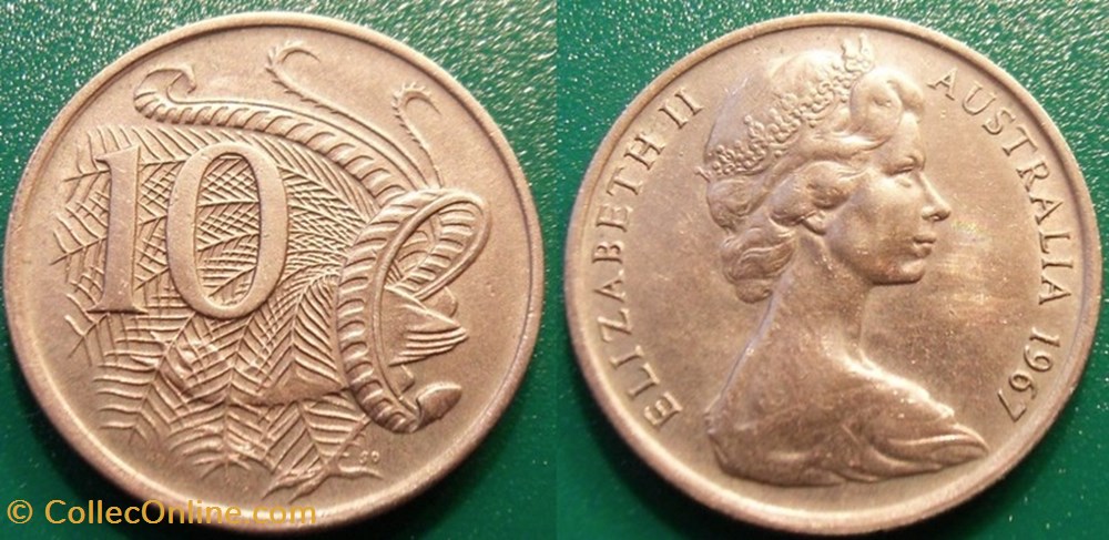 10 Cents 1967 monnaie monde australie 10 cents 1967