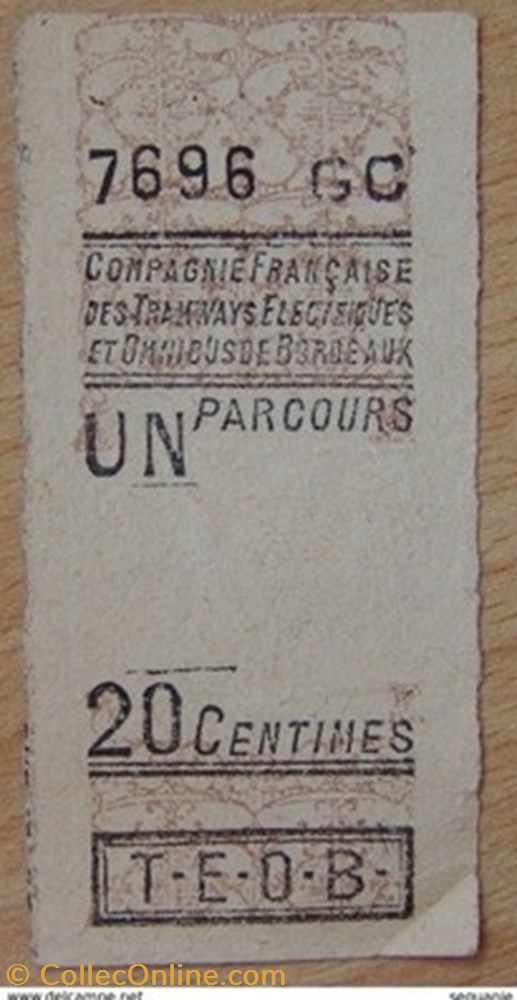 vieux papier titre transport t e o b bordeaux