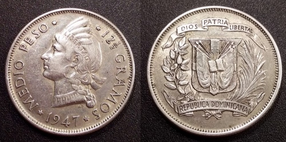 République Dominicaine 1/2 Peso 1947 monnaies republique dominicaine 1 2 peso 1947
