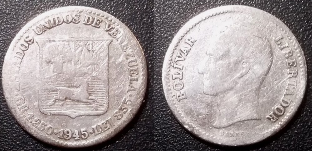 monnaies venezuela 1 4 bolivar 1945