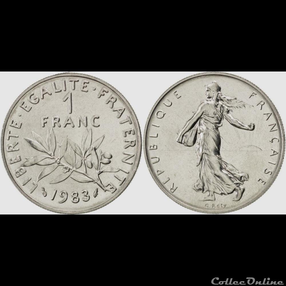 Hg 1 franc semeuse 1983 24mm 6g monnaie france moderne hg 1 franc semeuse 1983 24mm 6g