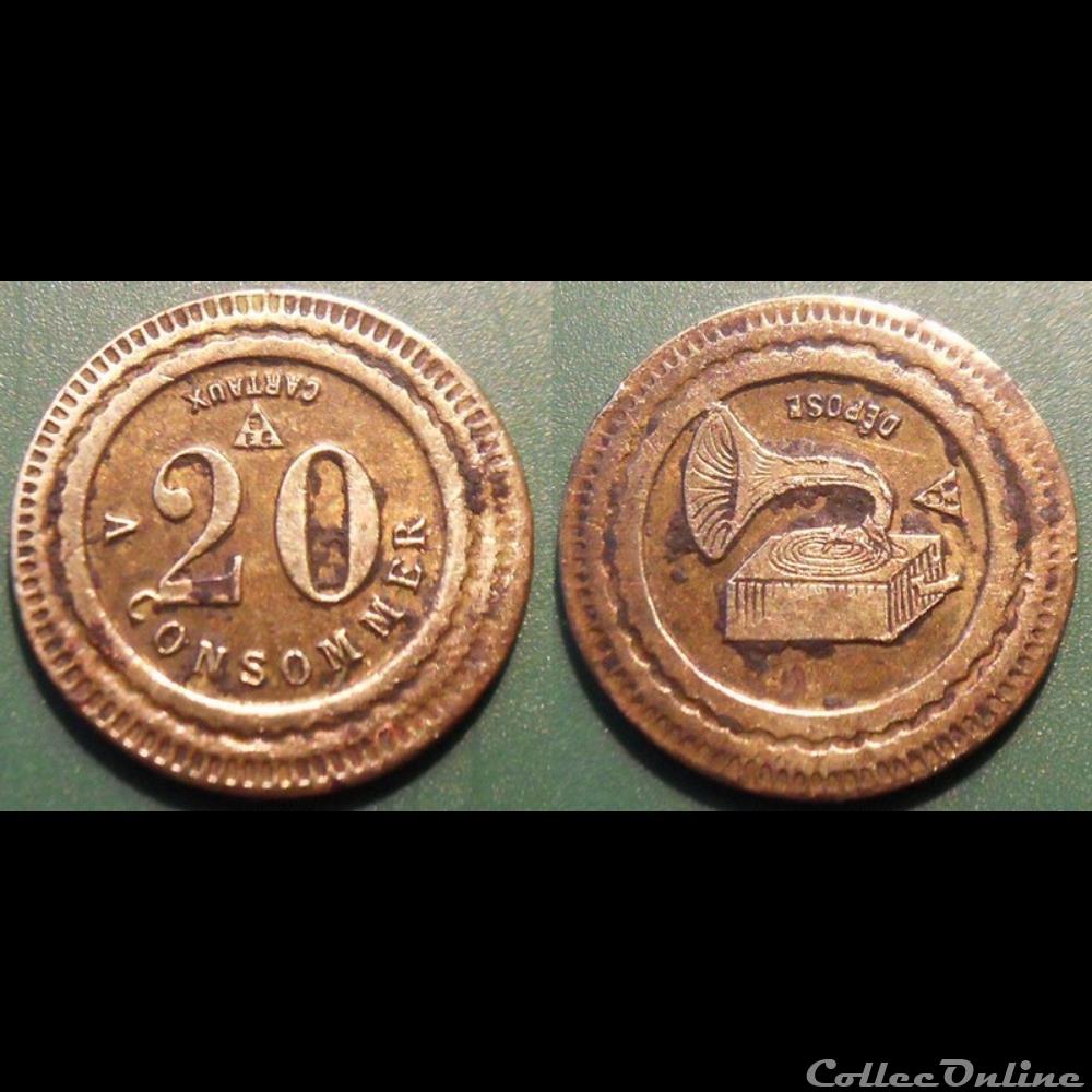 monnaie mereaux f jeton a consommer 20c phonographe