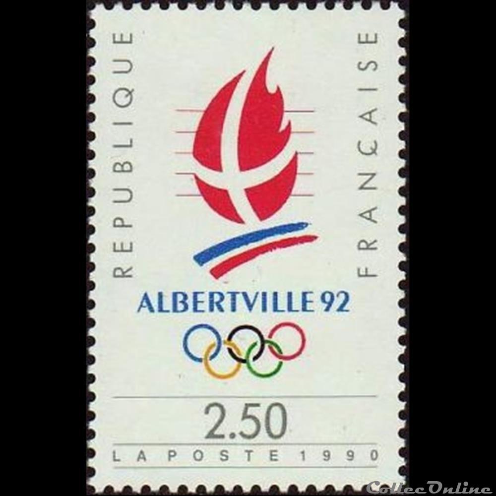timbre france assignat 1990 alberville 92 jeux olympiques hiver