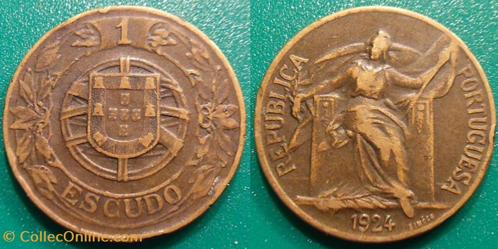 1 Escudo 1924 monnaie monde portugal 1 escudo 1924