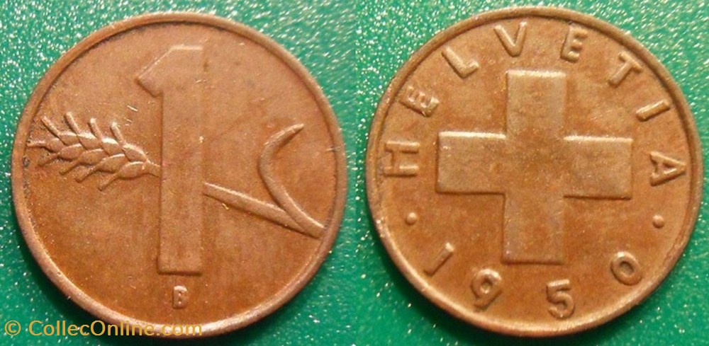 1 Centime 1950 monnaie monde suisse 1 centime 1950