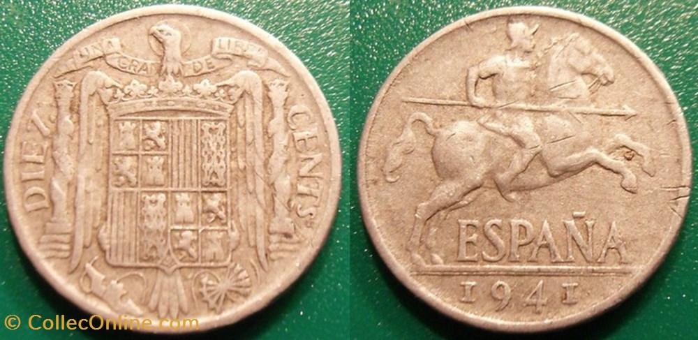 10 Centimos 1941 monnaie monde espagne 10 centimos 1941