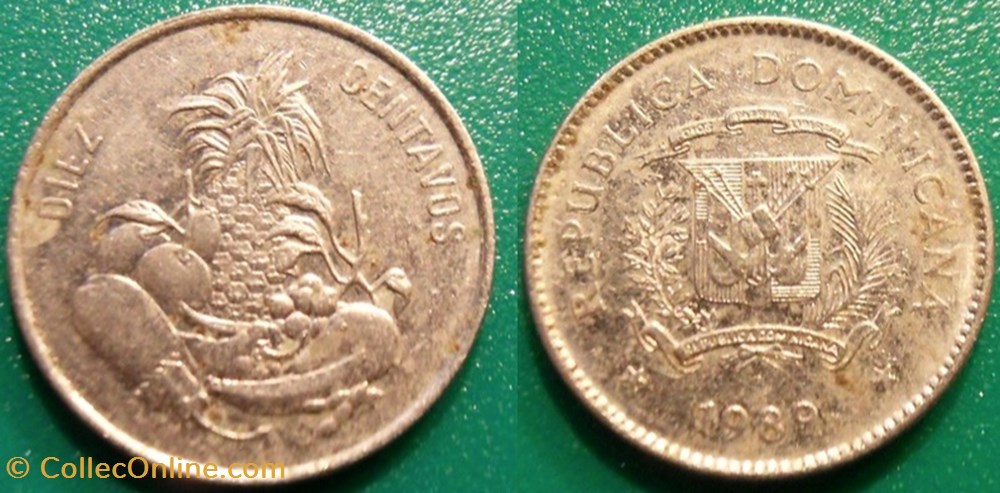 10 Centavos 1989 monnaie monde republique dominicaine 10 centavos 1989