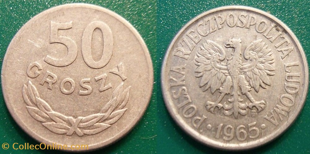 50 Groszy 1965 monnaie monde pologne 50 groszy 1965