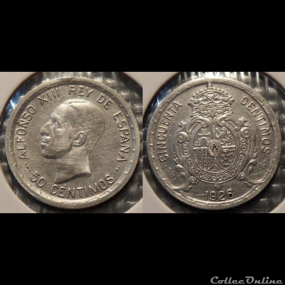 Espagne 50 Centimos 1926 monnaie france moderne espagne 50 centimos 1926