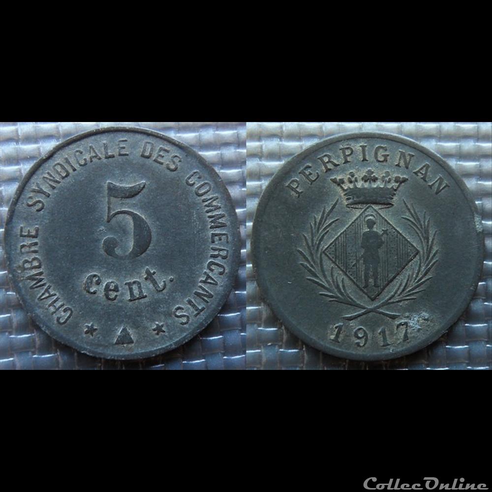 p- MN Perpignan 5 C. 1917 Zi Elie:10.11 monnaies paranumismatique jetons poids p mn perpignan 5 c 1917 zi elie 10 11