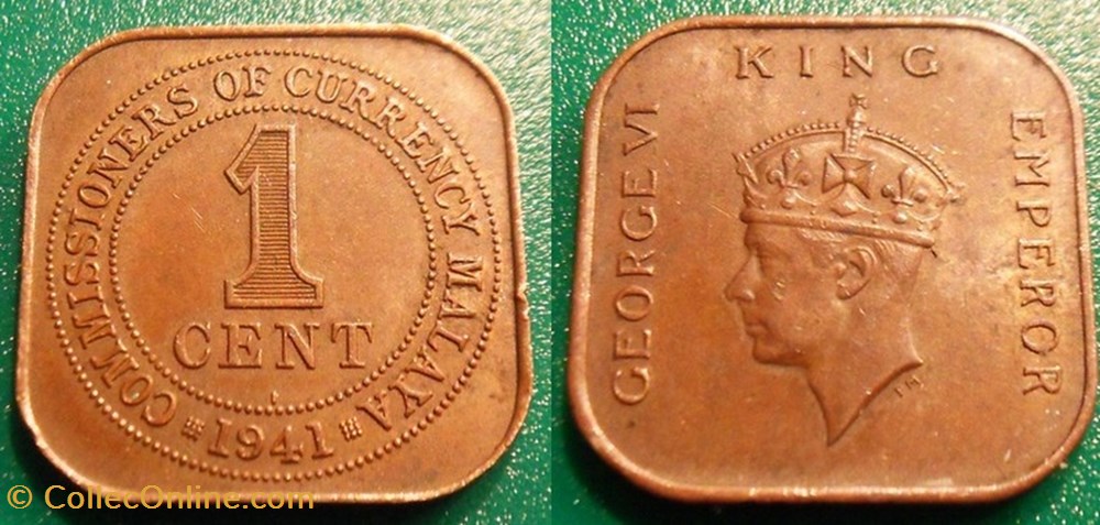 1 Cent 1941 Malaya monnaie monde malaisie 1 cent 1941 malaya