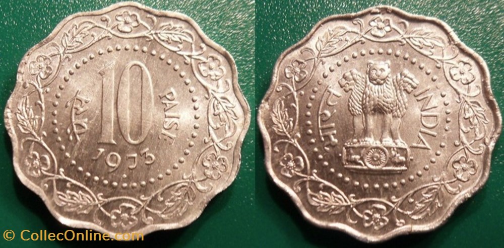 10 Paises 1973 monnaie monde inde 10 paises 1973