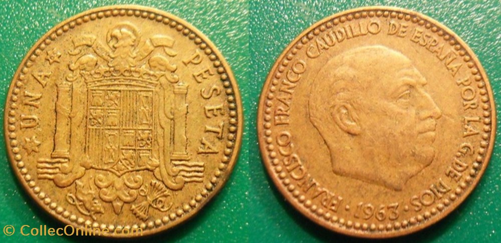 1 Peseta 1963 monnaie monde espagne 1 peseta 1963