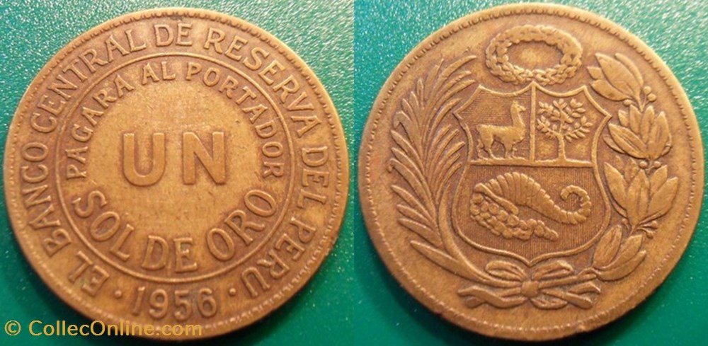 1 Sol de Oro 1956 monnaie monde perou 1 sol de oro 1956