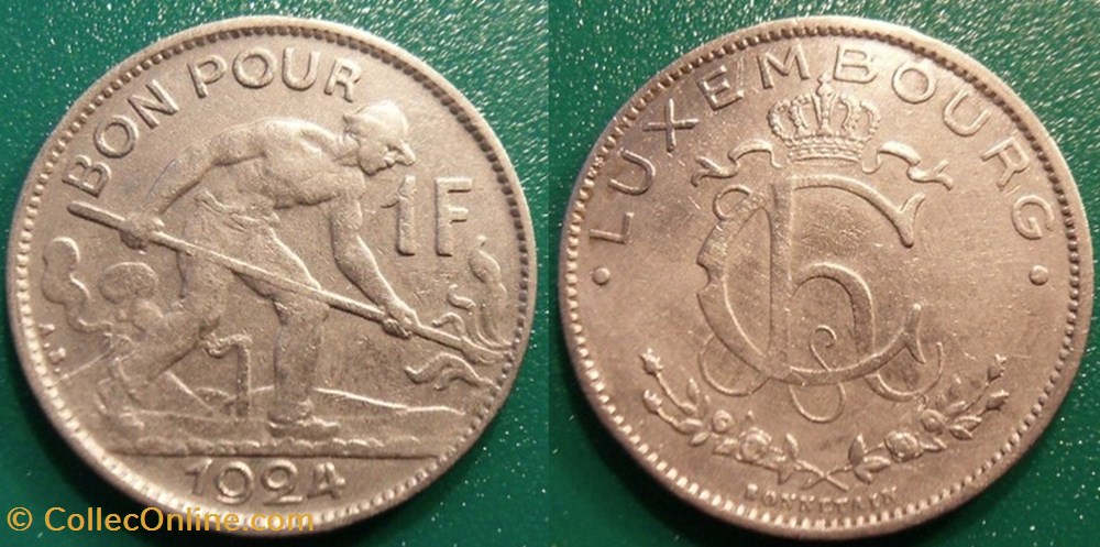 1 Franc 1924 monnaie monde luxembourg 1 franc 1924