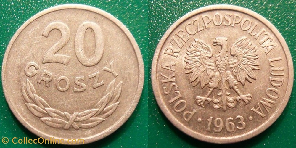 20 Groszy 1963 monnaie monde pologne 20 groszy 1963