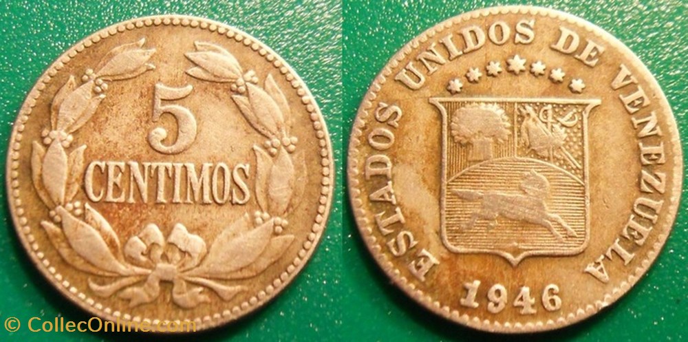 5 Centimos 1946 monnaie monde venezuela 5 centimos 1946