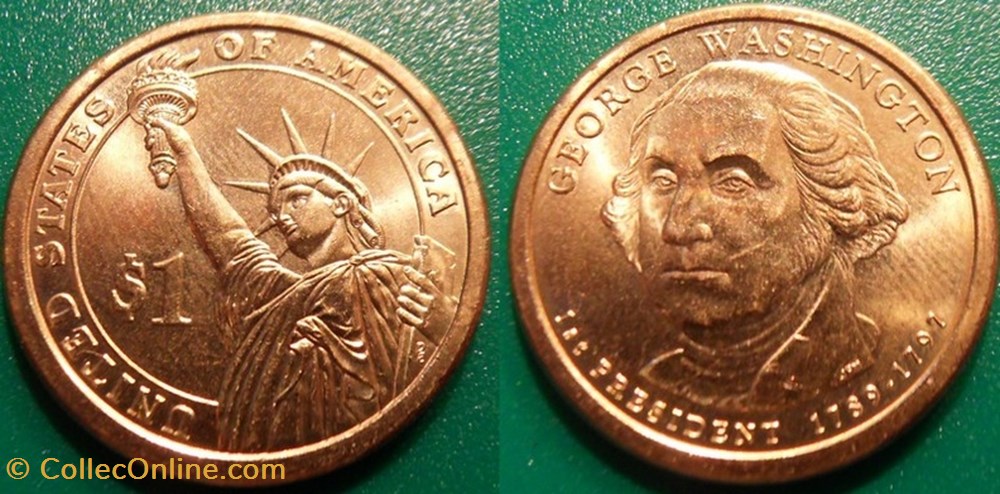 monnaie monde etat uni 1 dollar presidents 1789 1797 georges washington