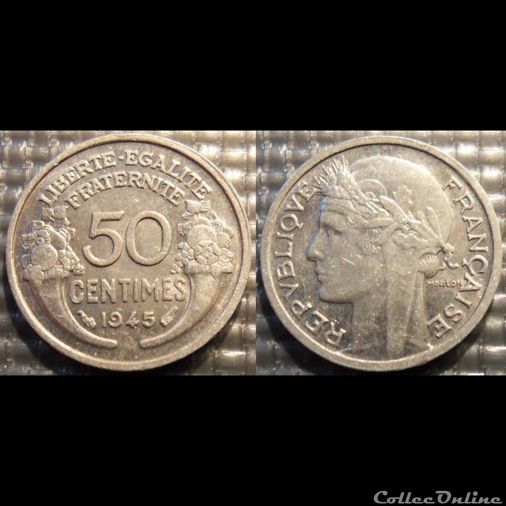 Ge 50 centimes Morlon 1945 18mm 0.7g monnaie france moderne ge 50 centimes morlon 1945 18mm 0 7g