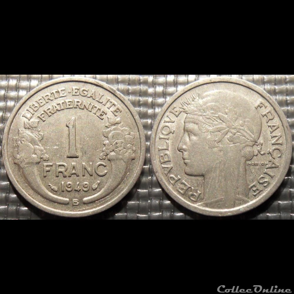 Hf 1 franc Morlon 1949 B 23mm 1.3g monnaie france moderne hf 1 franc morlon 1949 b 23mm 1 3g