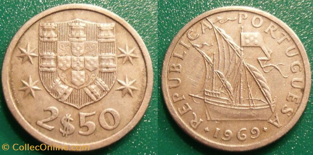 2.50 Escudos 1969 monnaie monde portugal 2 50 escudos 1969