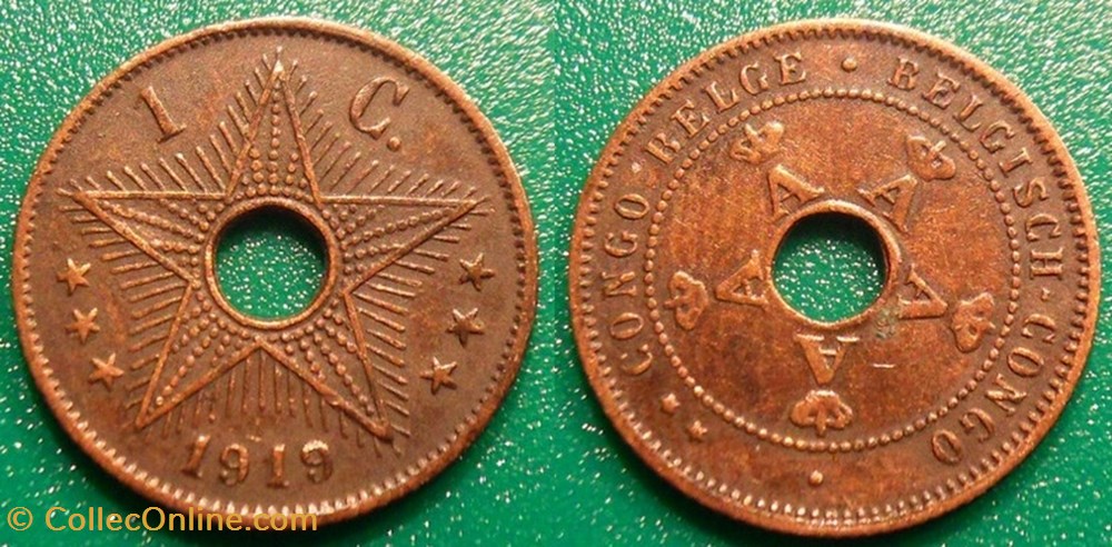 Congo Belge 1 Centime 1919 monnaie monde congo belge 1 centime 1919