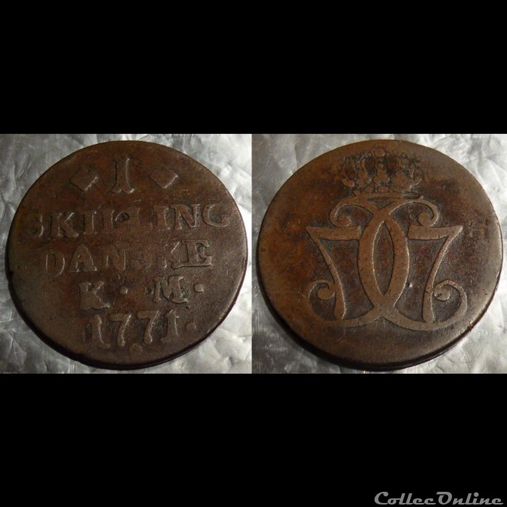 Danemark 1 Skilling 1771 monnaie monde danemark 1 skilling 1771