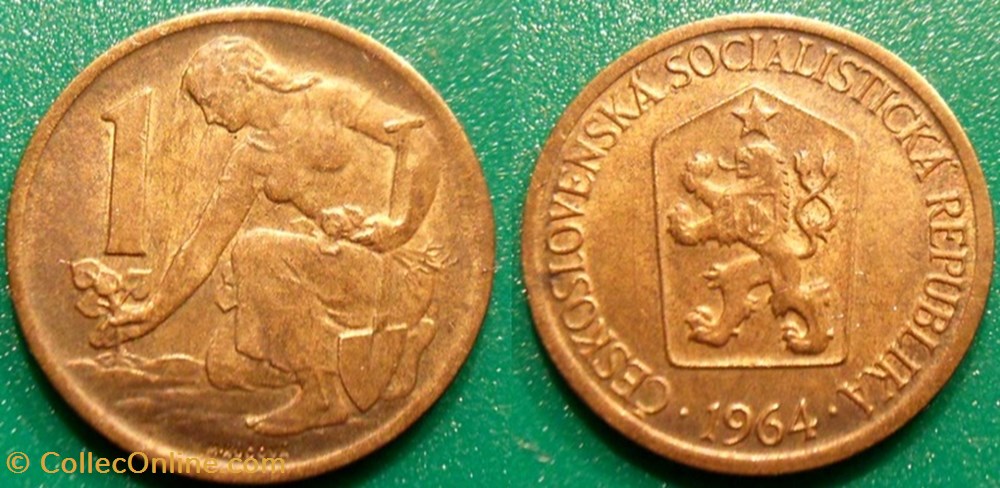 1 Koruna 1964 monnaie monde tchecoslovaquie 1 koruna 1964