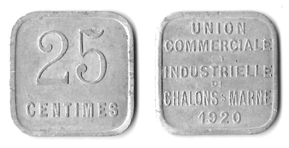 p- MN Chalons-sur-Marne 25 Centimes 1920 Elie:15.3 monnaies paranumismatique jetons poids p mn chalons sur marne 25 centimes 1920 elie 15 3