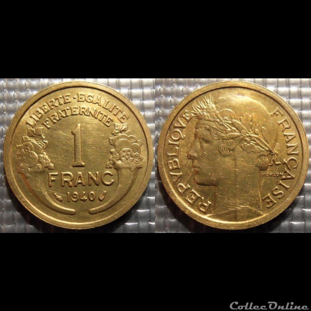 Hc 1 franc Morlon 1940 23mm 4g monnaie france moderne hc 1 franc morlon 1940 23mm 4g