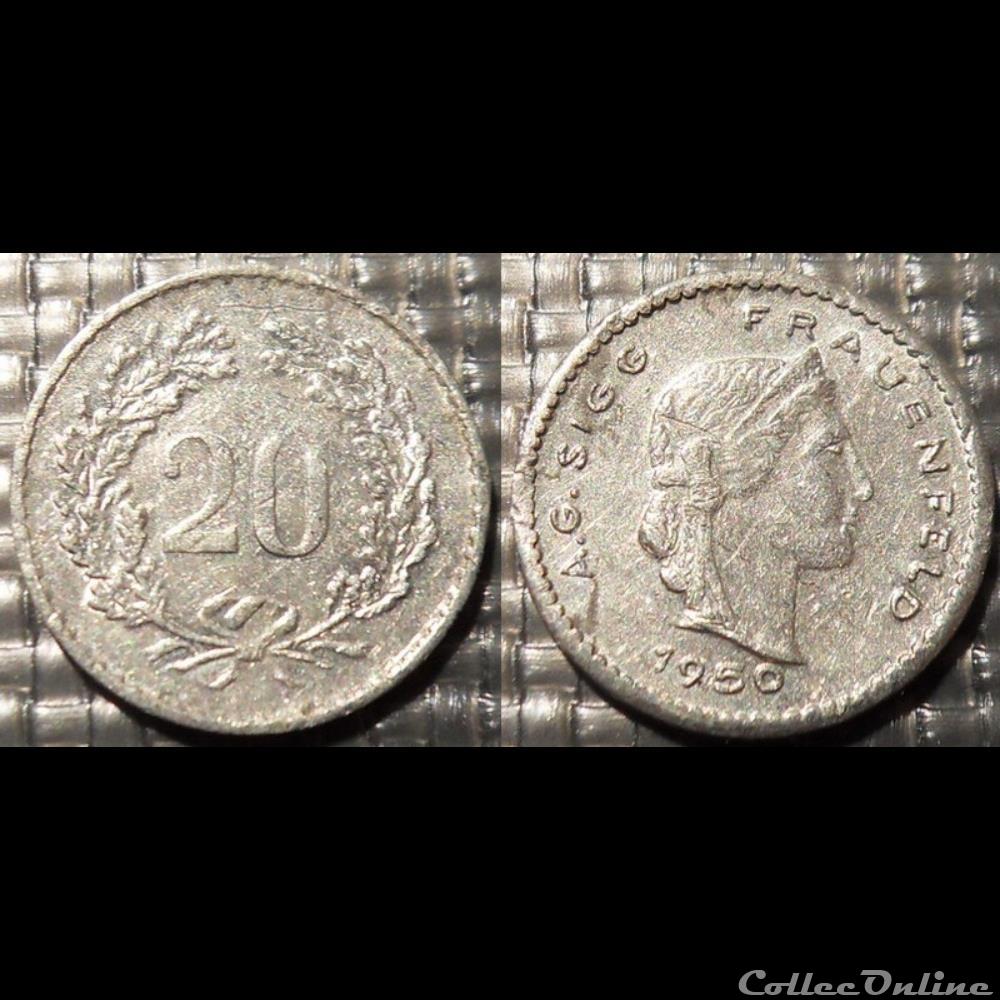 q- MN etr Suisse jeton de 20 Rappen 1950 monnaies paranumismatique jetons poids q mn etr suisse jeton de 20 rappen 1950