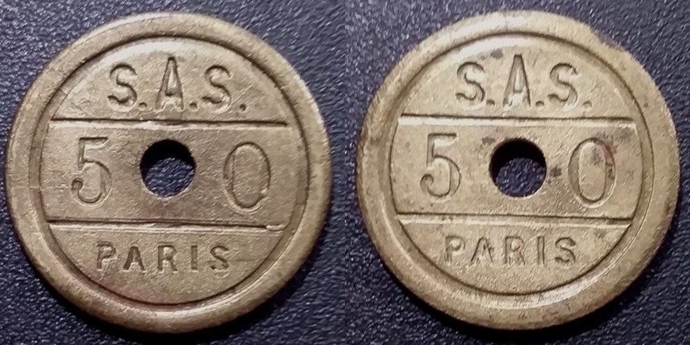 f- Jeton à consommer - S.A.S 50 Paris monnaies paranumismatique jetons poids f jeton a consommer s a s 50 paris