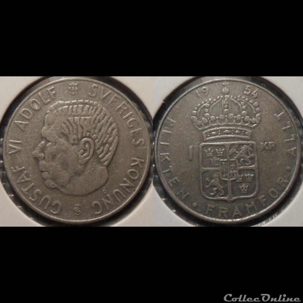 Suède 1 Krona 1954 TS monnaie antique romaine suede 1 krona 1954 ts