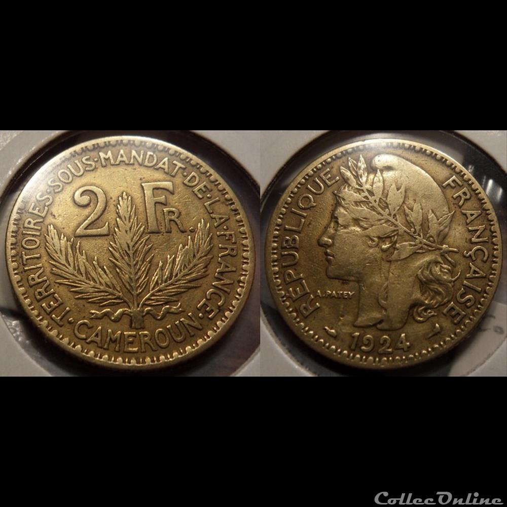 monnaie france colony cameroun territoires sous mandat francais 2 francs 1924